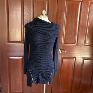INC International Concepts Black Ribbed Turtleneck Sweater